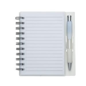 CADERNO PLÁSTICO C/ CANETA - TRANSPARENTE