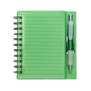 CADERNO PLÁSTICO C/ CANETA - VERDE