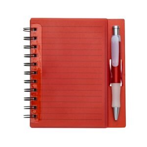CADERNO PLÁSTICO C/ CANETA - VERMELHO