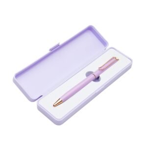 CANETA METAL C/ BOX DE  PLÁSTICO - ROXO