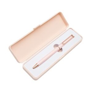 CANETA METAL C/ BOX DE  PLÁSTICO - ROSA