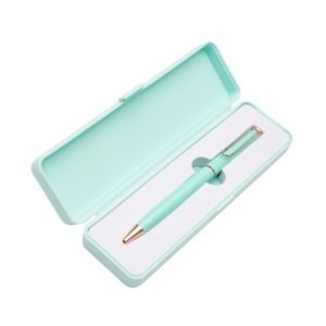 CANETA METAL C/ BOX DE  PLÁSTICO - VERDE