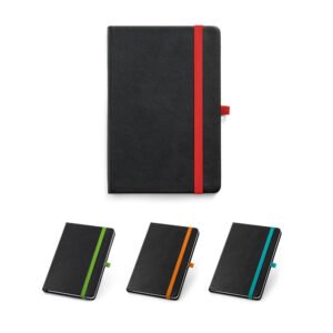 Caderno A5 de capa dura em PU, com páginas pautadas