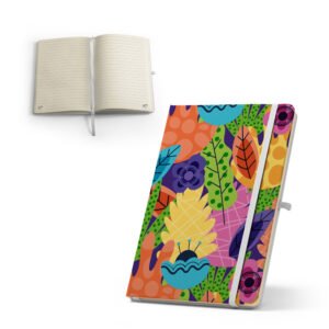 Caderno A5 de capa dura em poliéster 100% reciclado 300D ideal para personalização em sublimação