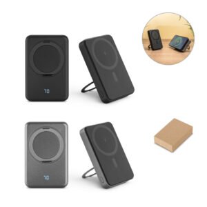 Bateria portátil magnética com carregador por indução super-rápido (10'000 mAh), em ABS 100% reciclado