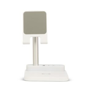 BASE DE CARREGAMENTO COM SUPORTE CELULAR E LUMINÁRIA - BRANCO