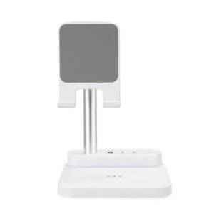 BASE DE CARREGAMENTO COM SUPORTE CELULAR E LUMINÁRIA - BRANCO