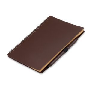 CADERNO P/ ANOT. C/ CANETA FIBRA DE CAFE - MARROM