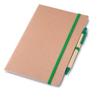 CADERNO P/ ANOT. KRAFT C/ CANETA - VERDE