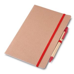 CADERNO P/ ANOT. KRAFT C/ CANETA - VERMELHO