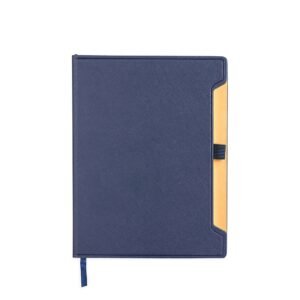 CADERNETA COURO SINTÉTICO - AZUL
