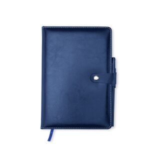 CADERNETA COURO SINTÉTICO COM CANETA - AZUL