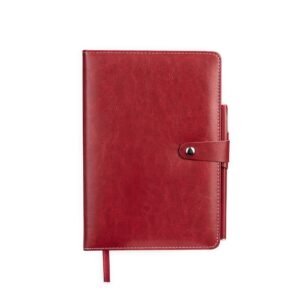 CADERNETA COURO SINTÉTICO COM CANETA - VERMELHO