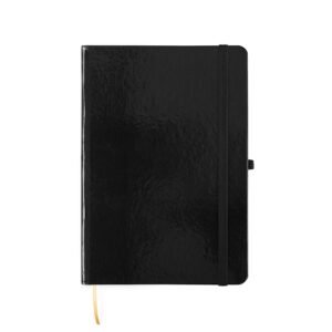 CADERNETA LAMINADA COM PAUTA - PRETO