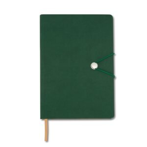 CADERNETA SINTÉTICA COM FECHO - VERDE