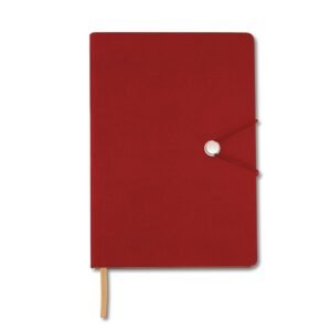 CADERNETA SINTÉTICA COM FECHO - VERMELHO