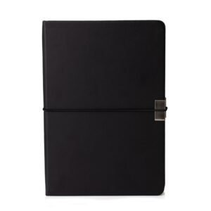 CADERNETA EM COURO SINTÉTICO - PRETO