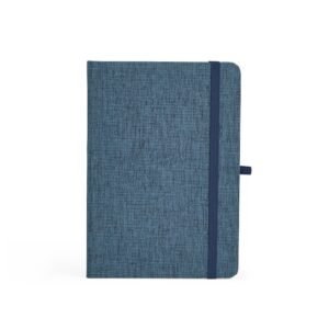 CADERNETA EM LINHO COM PORTA CANETA - AZUL