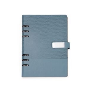 CADERNO FICHÁRIO COURO SINTÉTICO - AZUL