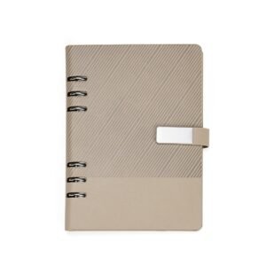 CADERNO FICHÁRIO COURO SINTÉTICO - BEGE