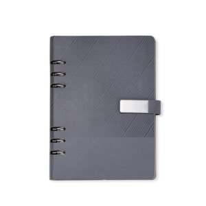 CADERNO FICHÁRIO COURO SINTÉTICO - CINZA