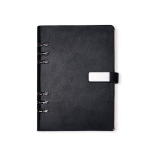 CADERNO FICHÁRIO COURO SINTÉTICO - PRETO