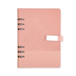 CADERNO FICHÁRIO COURO SINTÉTICO - ROSA