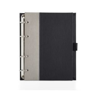 CADERNO FICHÁRIO DE COURO SINTÉTICO - PRETO