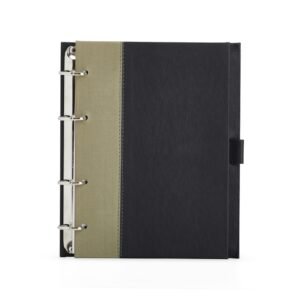 CADERNO FICHÁRIO DE COURO SINTÉTICO - PRETO