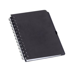 CADERNETA EM KRAFT COM PORTA CANETA - PRETO