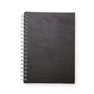 CADERNO C/ CAPA DE COURO SINTÉTICO 17 X 24CM - PRETO