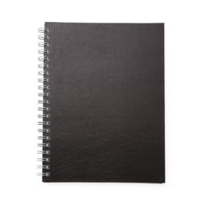 CADERNO C/ CAPA DE COURO SINTÉTICO 21 X 28 CM - PRETO
