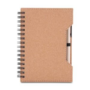 CADERNO DE PAPELÃO COM CANETA - MARROM