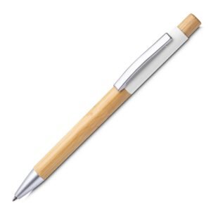 CANETA ALUMÍNIO E BAMBU - BRANCO