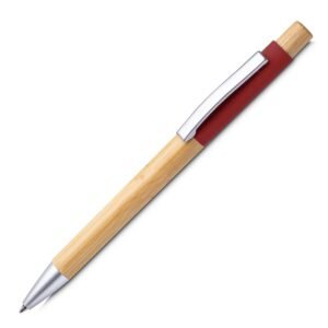 CANETA ALUMÍNIO E BAMBU - VERMELHO