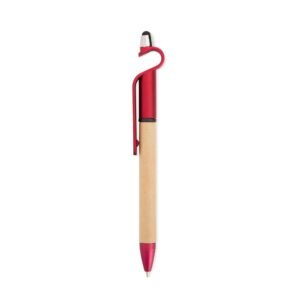 CANETA ECOLÓGICA TOUCH COM SUPORTE - VERMELHO