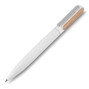 CANETA METAL DET. BAMBU C/ ESTOJO - BRANCO