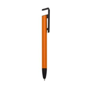 CANETA BASE CELULAR C/ LIMPADOR DE TELA E PORTA TOUCH - LARANJA