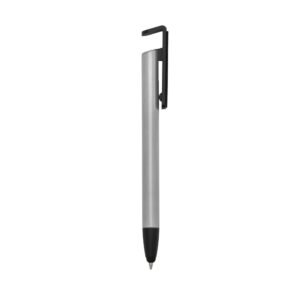 CANETA BASE CELULAR C/ LIMPADOR DE TELA E PORTA TOUCH - PRATA