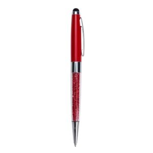 CANETA METAL C/ CRISTAIS TOUCH - VERMELHO