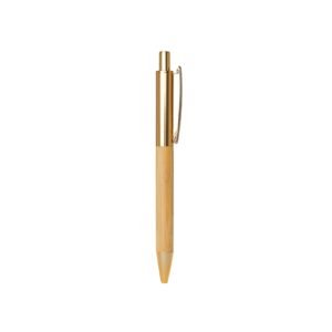 CANETA METAL E BAMBU - DOURADO