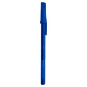 CANETA PLÁSTICA TRANSLUCIDA C/ TAMPA - AZUL