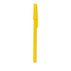 CANETA PLÁSTICA ESFERO C/ TAMPA - AMARELO