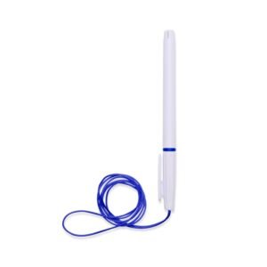 CANETA PLÁSTICA COM CORDÃO - BRANCO