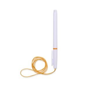 CANETA PLÁSTICA COM CORDÃO - BRANCO