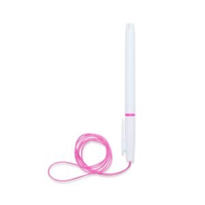 CANETA PLÁSTICA COM CORDÃO - BRANCO