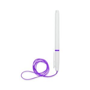 CANETA PLÁSTICA COM CORDÃO - BRANCO