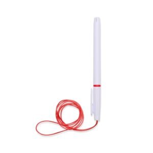 CANETA PLÁSTICA COM CORDÃO - BRANCO