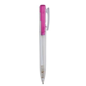 CANETA PLÁSTICA TRANSLUCIDA - ROSA