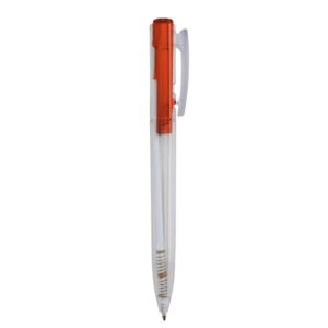 CANETA PLÁSTICA TRANSLUCIDA - VERMELHO